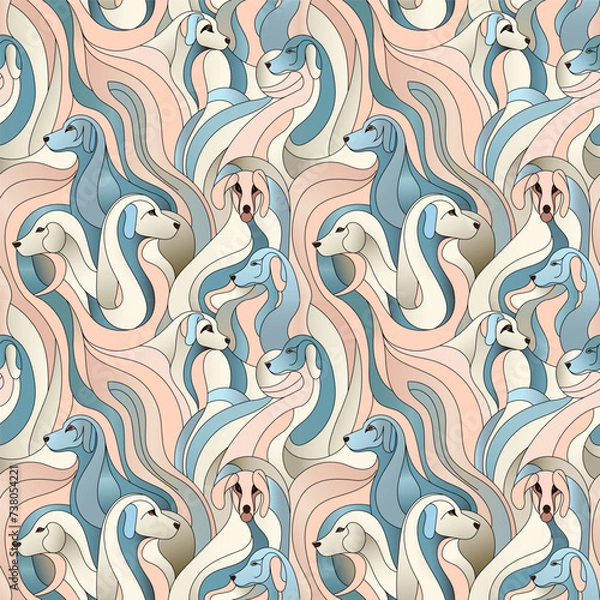 Obraz Dog aesthetic seamless pattern 001
