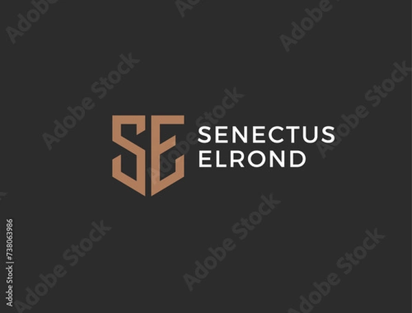 Fototapeta SE. Monogram of Two letters S and E. Luxury, simple, minimal and elegant SE logo design. Vector illustration template.
