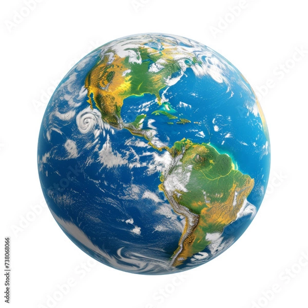 Fototapeta Detailed Globe with Continents Isolated on Transparent or White Background, PNG