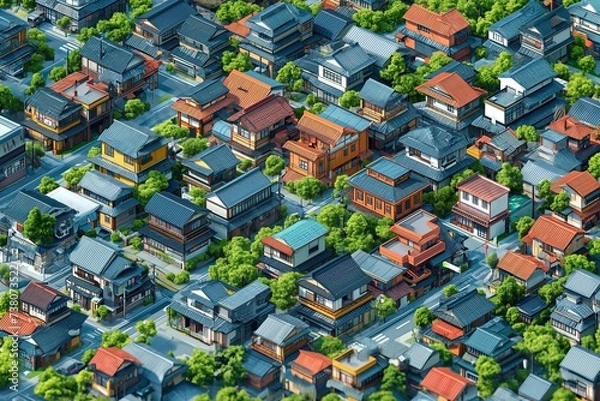 Fototapeta This photo shows a rich and bustling cityscape with numerous houses scattered throughout.