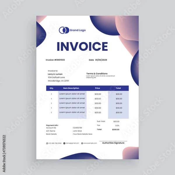Fototapeta Creative and modern invoice template Vector design for your business
