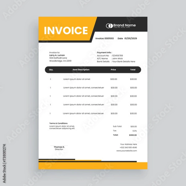 Obraz Creative and modern invoice template Vector design for your business