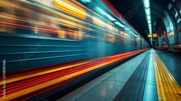 Obraz subway train station motion blur background
