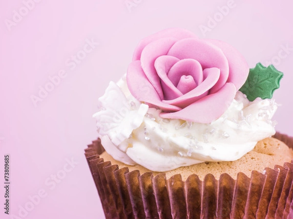 Fototapeta Sweet cupcake processed in purple tone