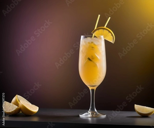 Obraz refreshing summer colorful cocktail drink advertisement menu banner, created using AI generative technology