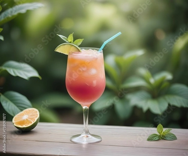 Fototapeta refreshing summer colorful cocktail drink advertisement menu banner, created using AI generative technology