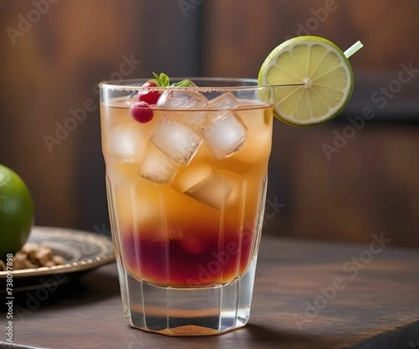 Fototapeta refreshing summer colorful cocktail drink advertisement menu banner, created using AI generative technology