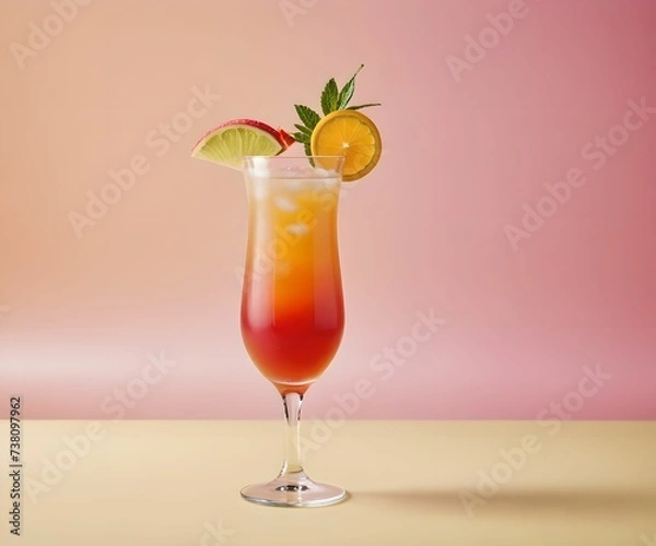 Fototapeta refreshing summer colorful cocktail drink advertisement menu banner, created using AI generative technology