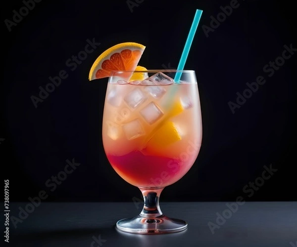 Fototapeta refreshing summer colorful cocktail drink advertisement menu banner, created using AI generative technology