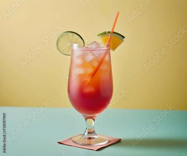Obraz refreshing summer colorful cocktail drink advertisement menu banner, created using AI generative technology