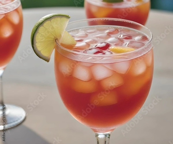 Obraz refreshing summer colorful cocktail drink advertisement menu banner, created using AI generative technology
