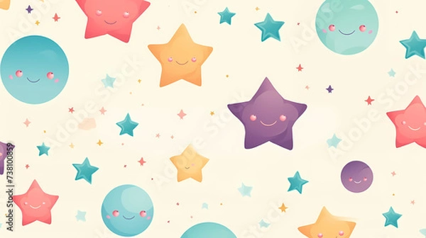 Fototapeta Cute planet star seamless pattern template