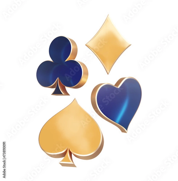 Obraz Set of poker card symbols 3d rendering illustration