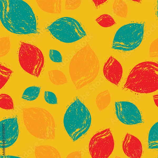Obraz Seamless vector drawing with lemons. Bright, colorful, abstract lemon background. Template for wallpaper, wrapping paper, cards, books, printing on textiles, clothes.
