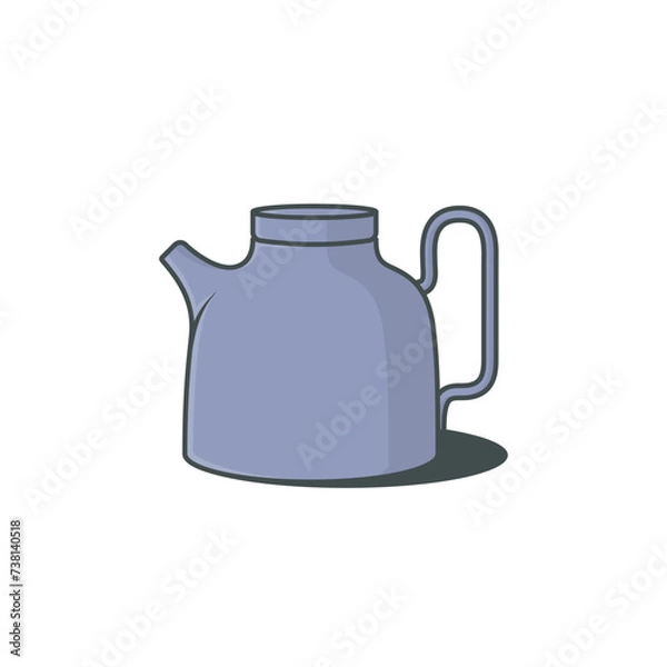 Fototapeta Unique Style Kettle sticker design vector illustration. Kitchen interior object icon concept. Kitchen Teapot with closed lid sticker design with shadow. Restaurant kettle icon logo.