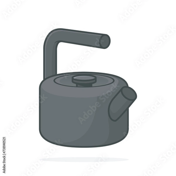 Fototapeta Unique Style Kettle sticker design vector illustration. Kitchen interior object icon concept. Kitchen Teapot with closed lid sticker design with shadow. Restaurant kettle icon logo.