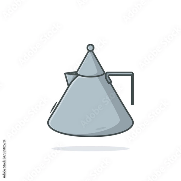 Fototapeta Unique Style Kettle sticker design vector illustration. Kitchen interior object icon concept. Kitchen Teapot with closed lid sticker design with shadow. Restaurant kettle icon logo.