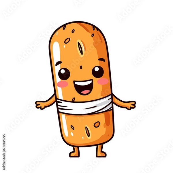 Fototapeta smiling corndog vector illustration isolated transparent background logo, cut out or cutout t-shirt print design