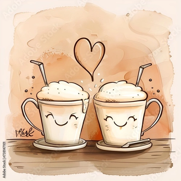 Obraz cute cafe latte couple