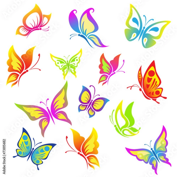 Obraz Beautiful  butterfly  icon  set.