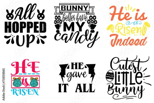 Obraz Minimal Easter Sunday Quotes Set Vector Illustration for T-Shirt Design, Flyer, Presentation