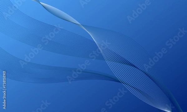 Fototapeta blue lines wave curves with abstract background