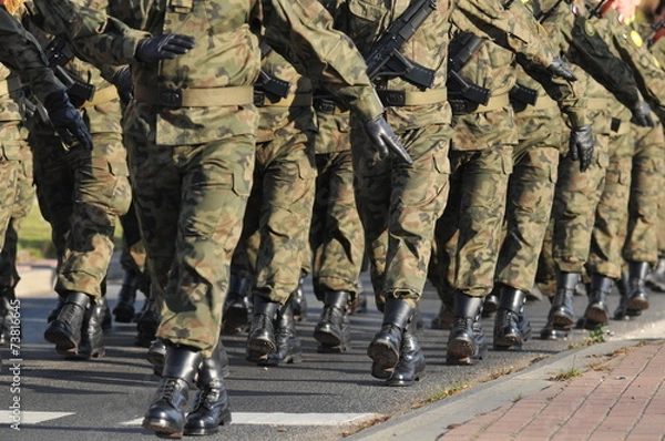Fototapeta marching polish soldiers