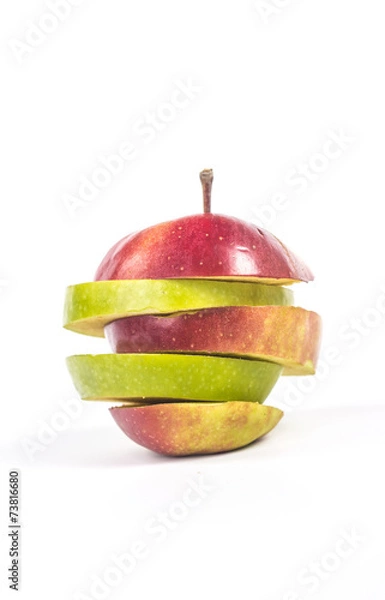 Fototapeta horizontal cut apple made up of two colors