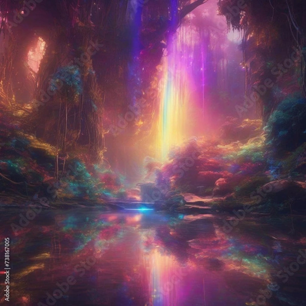 Obraz landscape with space for rainbow fantasy world