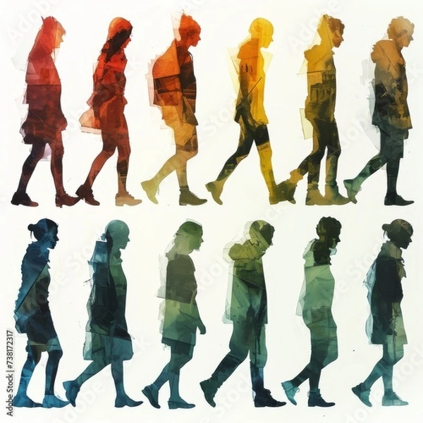 Obraz Many People's Profiles Within. Trandy!