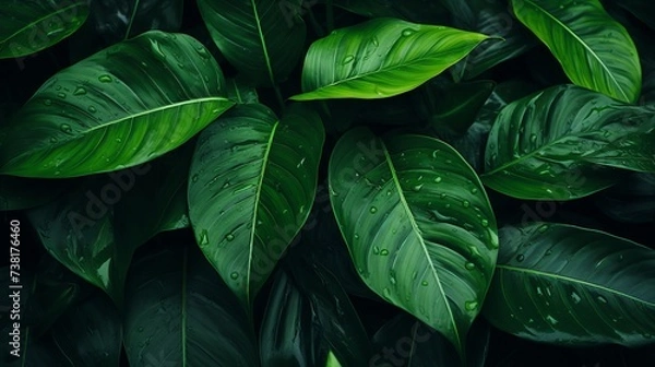 Fototapeta Abstract green leaf texture, nature background, tropical leaf