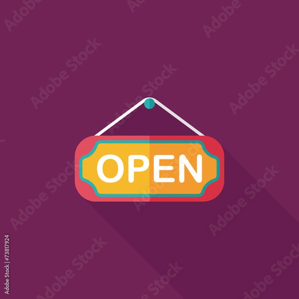 Obraz shopping store sign flat icon with long shadow,eps10