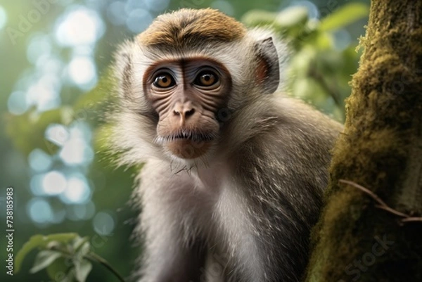Fototapeta Closeup of a cute curious monkey