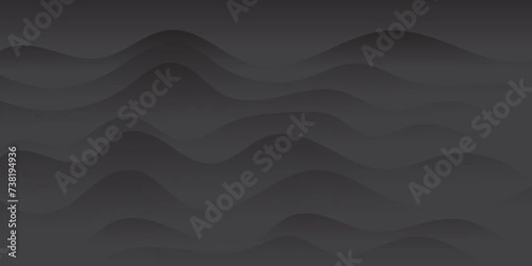 Fototapeta Abstract black and gray wave modern soft luxury texture with smooth and clean vector subtle background illustration.	