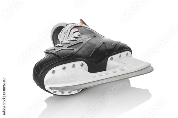 Fototapeta Single of hockey skate boot close up isolated on a white background