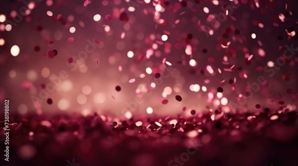 Fototapeta The background of the confetti scattering is in Maroon color