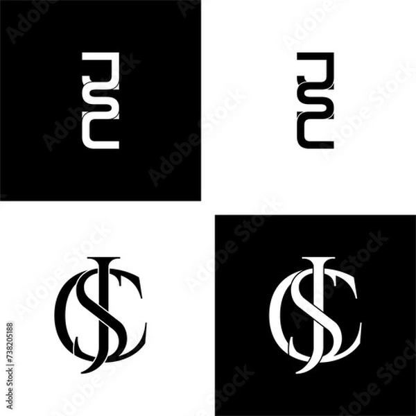 Obraz jsc typography letter monogram logo design set