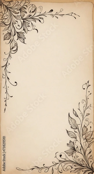 Fototapeta graphics of old paper with a delicate black ornament