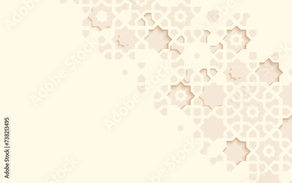 Fototapeta Monochrome ornamental inside-out patterned relief in arabic architectural style of islamic mosque,greeting card for Ramadan Kareem