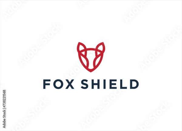 Obraz Fox Shield logo design vector illustration