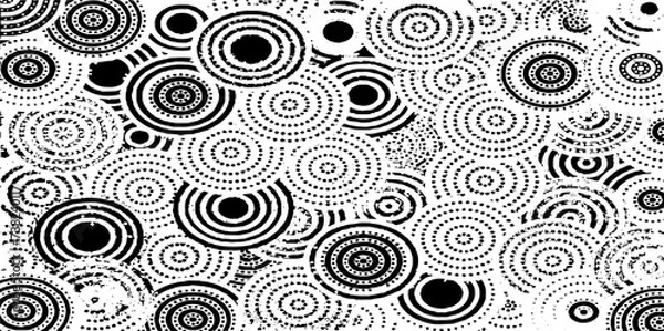 Fototapeta Monochrome texture composed of irregular graphic elements. Distressed uneven grunge background. Abstract vector illustration. Overlay for interesting effect and depth. Isolated on white background.