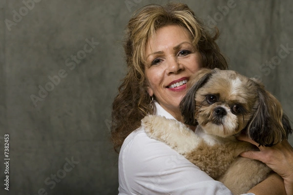 Fototapeta Woman and her pet