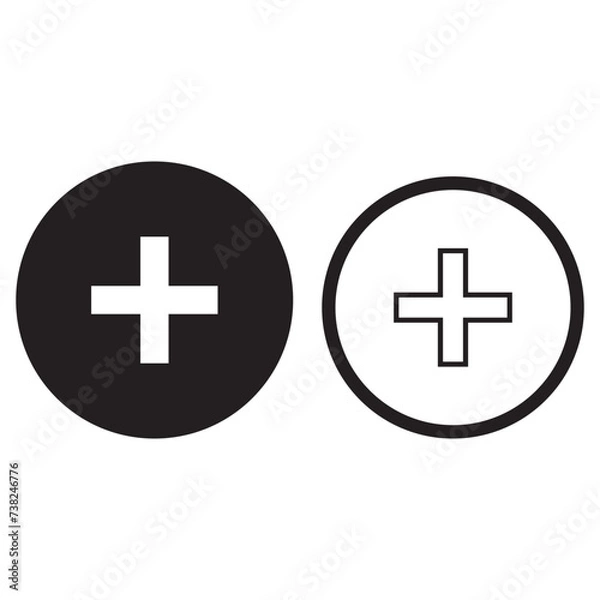 Obraz Add icon vector. Plus icon sign symbol vector. Medical cross vector icon illustration isolated on white background