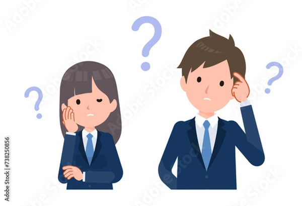 Fototapeta 疑問を持つ学生男女 正面