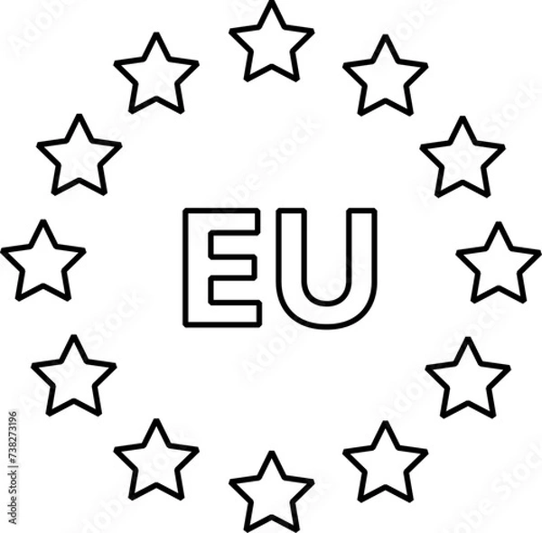 Fototapeta European Union symbol. Outline illustration. Transparent background. Vector illustration.