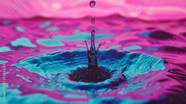 Fototapeta Splashing water in motion, abstract blue and clear liquid, refreshing and clean background, natures purity captured