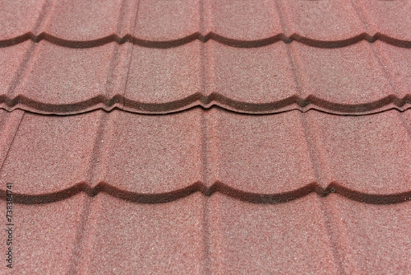 Fototapeta Texture of stone coated steel roof tiles in red color