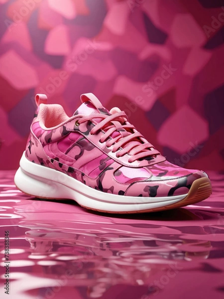 Obraz Pair of pink sneakers, camouflage