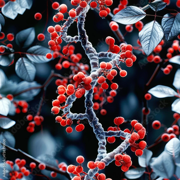 Fototapeta Red DNA Helix, Tile as background and to fill areas in soft colors, ai Generated