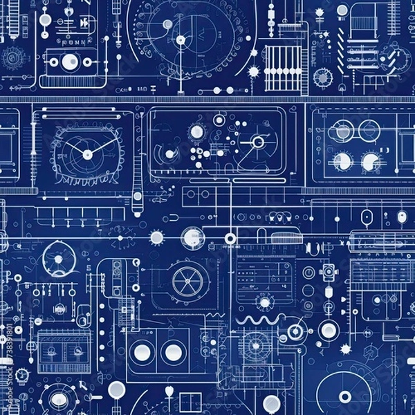 Obraz Blueprint seamless pattern